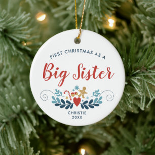 Eerste Kerstmis als Big Sister Specialized Folk Ar Keramisch Ornament