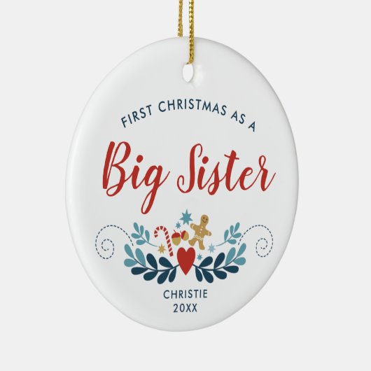 Eerste Kerstmis als Big Sister Specialized Folk Ar Keramisch Ornament (Rechts)