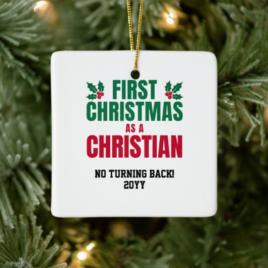 EERSTE KERSTMIS ALS CHRISTEN KERAMISCH ORNAMENT (Boom)