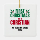 EERSTE KERSTMIS ALS CHRISTEN KERAMISCH ORNAMENT (Achterkant)