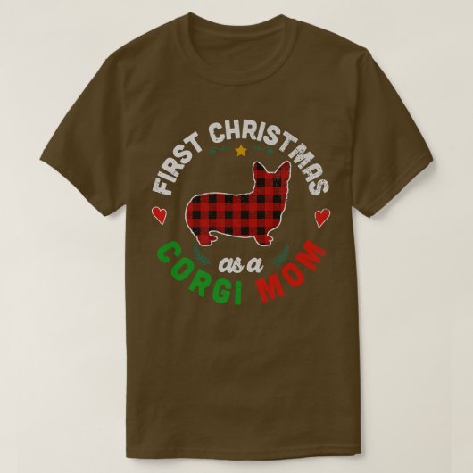 Eerste Kerstmis als Corgi Mam-948 T-shirt (Design voorkant)