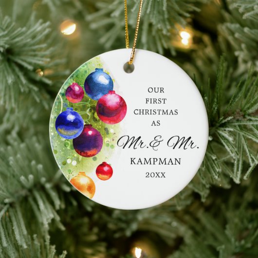 Eerste Kerstmis als de heer & de heer Gepersonalis Keramisch Ornament (Boom)
