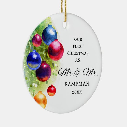 Eerste Kerstmis als de heer & de heer Gepersonalis Keramisch Ornament (Rechts)
