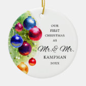 Eerste Kerstmis als de heer & de heer Gepersonalis Keramisch Ornament (Voorkant)