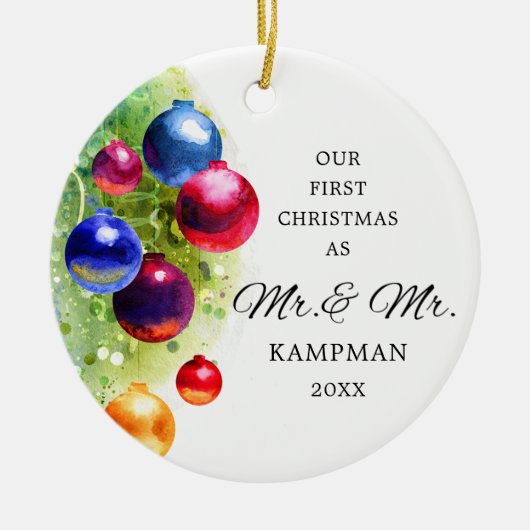 Eerste Kerstmis als de heer & de heer Gepersonalis Keramisch Ornament (Voorkant)