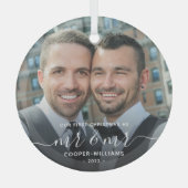 Eerste Kerstmis als de heer en de heer LGBTQ Keepo Glas Ornament (Voorkant)
