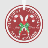 Eerste Kerstmis als de heer en mevrouw Acrylic Orn Ornament (achterkant)