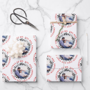 Eerste Kerstmis als de heer en mevrouw de zwarte f Inpakpapier Vel