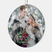 Eerste Kerstmis als de heer en mevrouw Foto Keramisch Ornament (Links)