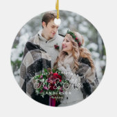 Eerste Kerstmis als de heer en mevrouw Foto Keramisch Ornament (Achterkant)