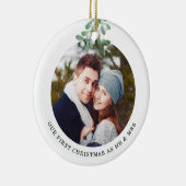 Eerste Kerstmis als de heer en mevrouw Foto Mistle Keramisch Ornament (Rechts)