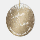 Eerste Kerstmis als de heer en mevrouw Gold Orname Keramisch Ornament (Links)