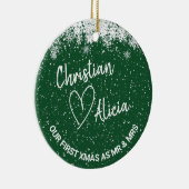 Eerste Kerstmis als de heer en mevrouw Green Ornam Keramisch Ornament (Rechts)