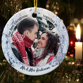 Eerste Kerstmis als de heer en mevrouw Holiday Fot Keramisch Ornament