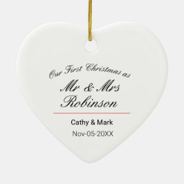 Eerste Kerstmis als de heer en mevrouw. Keramisch Ornament