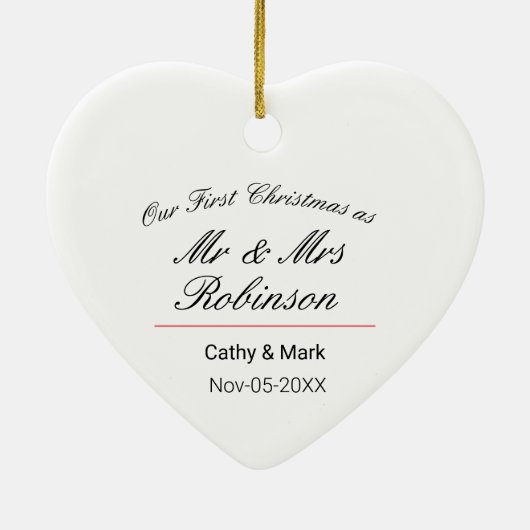 Eerste Kerstmis als de heer en mevrouw. Keramisch Ornament (Achterkant)