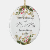 Eerste Kerstmis als de heer en mevrouw Keramisch Ornament (Rechts)