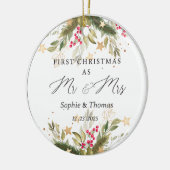 Eerste Kerstmis als de heer en mevrouw Keramisch Ornament (Links)