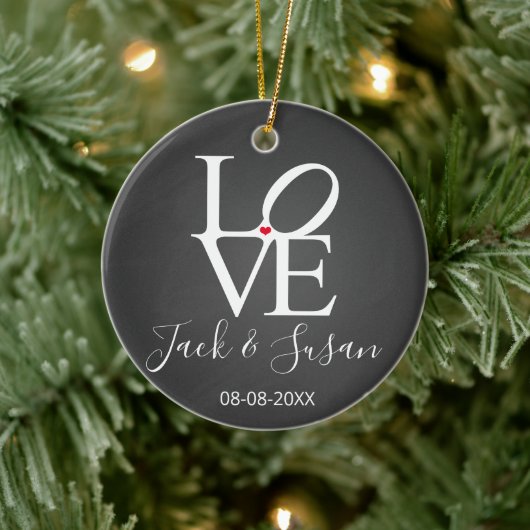 eerste kerstmis als de heer en mevrouw love kerstm keramisch ornament (Boom)