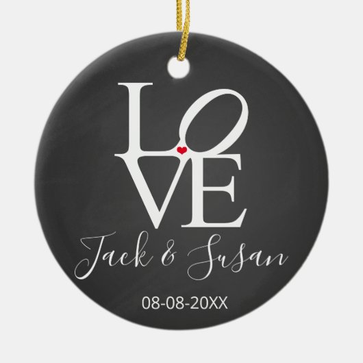 eerste kerstmis als de heer en mevrouw love kerstm keramisch ornament (Voorkant)