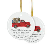 Eerste Kerstmis als de heer en mevrouw Red Truck N Keramisch Ornament