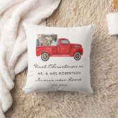 Eerste Kerstmis als de heer en mevrouw Red Truck N Kussen (Deken)