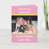 Eerste Kerstmis als de heer en mevrouw roze en gro Kaart (Voorkant)