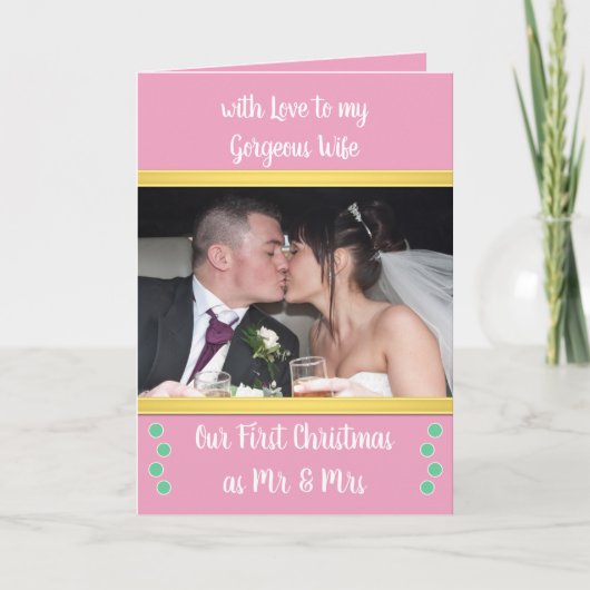Eerste Kerstmis als de heer en mevrouw roze en gro Kaart (Voorkant)