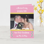 Eerste Kerstmis als de heer en mevrouw roze en gro Kaart (Gele Bloem)