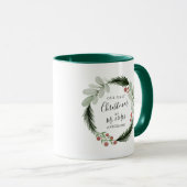 Eerste Kerstmis als de heer en mevrouw Wreath Holi Mok (Voorkant rechts)