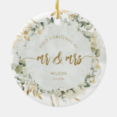 Eerste Kerstmis als de heer & mevrouw Foto Keramisch Ornament (Achterkant)