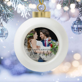 Eerste Kerstmis als de heer & mevrouw Foto Keramische Bal Ornament