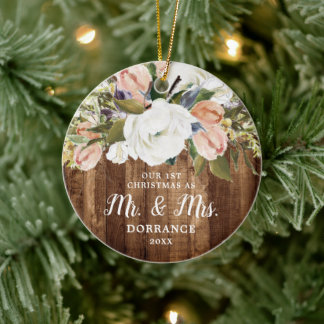 Eerste Kerstmis als de heer & mevrouw Gepersonalis Keramisch Ornament