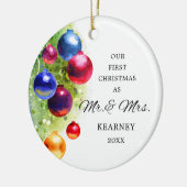 Eerste Kerstmis als de heer & mevrouw Gepersonalis Keramisch Ornament (Links)