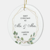 Eerste Kerstmis als de heer & mevrouw gepersonalis Keramisch Ornament (Links)