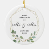 Eerste Kerstmis als de heer & mevrouw gepersonalis Keramisch Ornament (Achterkant)