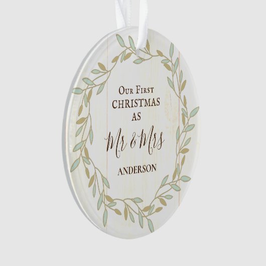 Eerste Kerstmis als de heer & mevrouw Inspirerend  Ornament (voorkant)