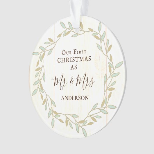 Eerste Kerstmis als de heer & mevrouw Inspirerend Ornament (voorkant)