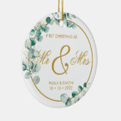 Eerste Kerstmis als de heer & mevrouw. Keramisch Ornament (Rechts)