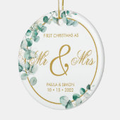Eerste Kerstmis als de heer & mevrouw. Keramisch Ornament (Links)