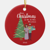 Eerste Kerstmis als de heer & mevrouw persoonlijk  Keramisch Ornament (Voorkant)