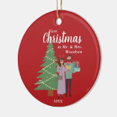Eerste Kerstmis als de heer & mevrouw persoonlijk  Keramisch Ornament (Links)