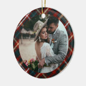 Eerste Kerstmis als de heer & mevrouw Tartan Foto Keramisch Ornament (Links)