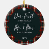 Eerste Kerstmis als de heer & mevrouw Tartan Foto Keramisch Ornament (Achterkant)