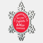 Eerste Kerstmis als de heer & mevrouw. Tin Sneeuwvlok Ornament (Rechts)