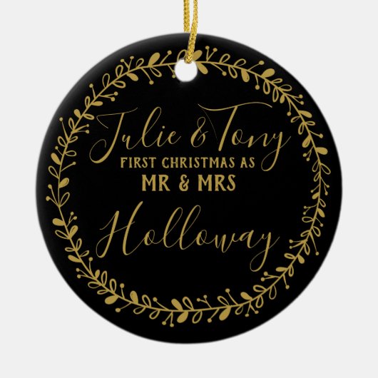 Eerste Kerstmis als de heer & mevrouw tree Ornamen Keramisch Ornament (Voorkant)