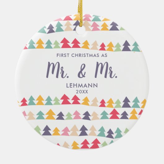 Eerste Kerstmis als de heer & Mr. persoonlijke ker Keramisch Ornament (Achterkant)