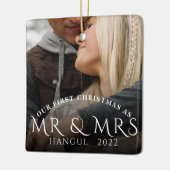 Eerste Kerstmis als de heer Mrs. Couple Foto Keramisch Ornament (Links)