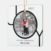 Eerste Kerstmis als de heer & Mrs. Foto van kerami Keramisch Ornament (Links)