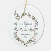 Eerste Kerstmis als de heer Mrs. gepersonaliseerde Keramisch Ornament (Links)